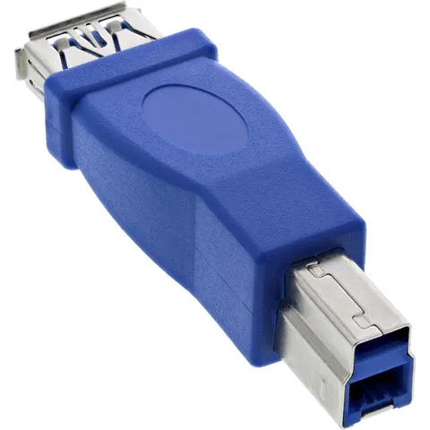 USB-B (m) - USB-A (v) adapter - USB3.0 / blauw – afbeelding 1