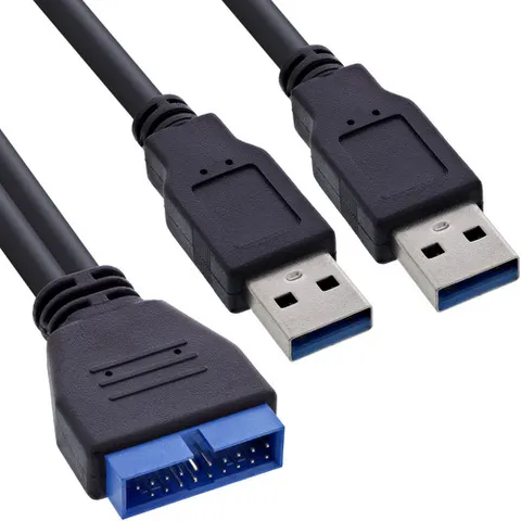 Pin Header adapter USB3.0 (m) - 2x USB-A (m) – afbeelding 1