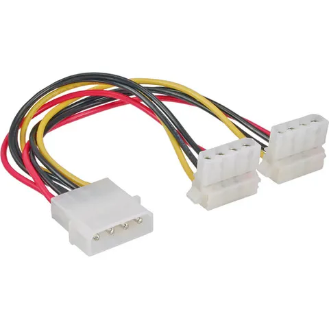 Molex (m) - 2x Molex (v) haaks splitter - 0,15 meter – afbeelding 1