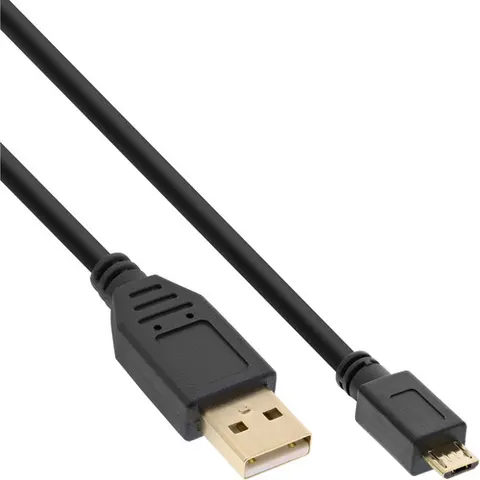 InLine® Micro-USB 2.0 kabel, USB-A(M) naar Micro-B (M), vergulde contacten, 2m – afbeelding 1