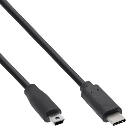 InLine® USB 2.0 Kabel, USB-C Stecker an Mini-B Stecker, schwarz, 1,5m – Bild 1