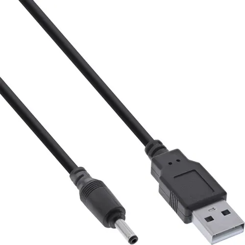 InLine® USB DC Stromadapterkabel, USB A Stecker zu DC 3,5x1,35mm 2m – Schwarz – Bild 1