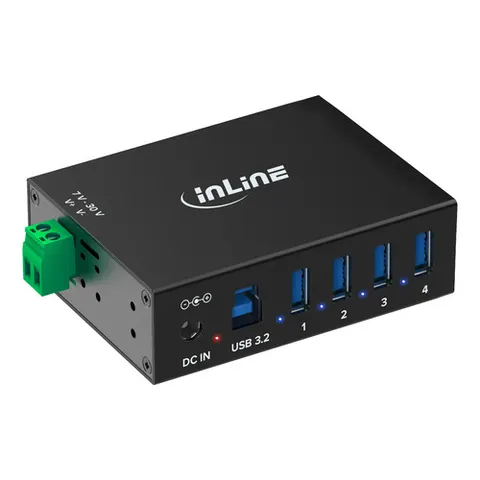 InLine industriële USB hub | 4x USB-A | USB3.0 5 Gbps | 24W voeding – afbeelding 1