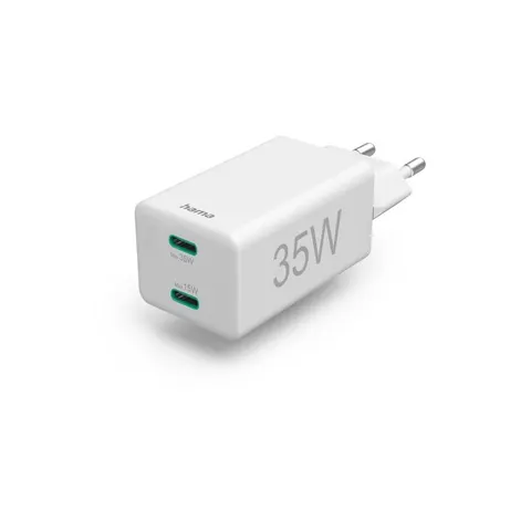 Hama 35W Snellader - 2x USB-C PD/QC - mini - Wit – afbeelding 1