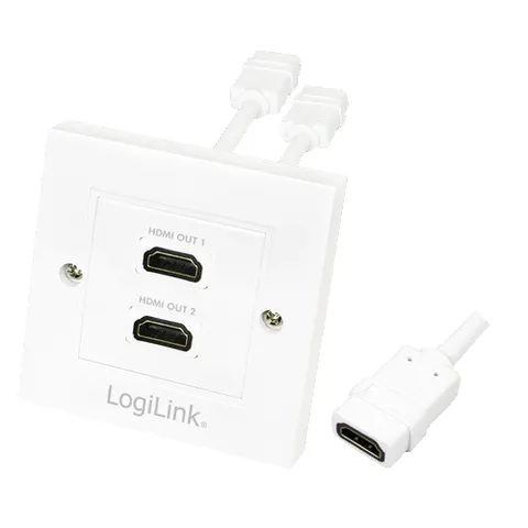 LogiLink Anschlussdose, 2 x HDMI, geschirmt, weiß – Bild 1