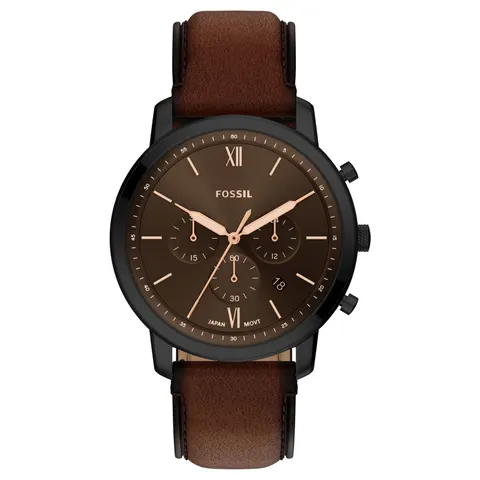 Fossil Neutra Black Dial Brown Leather Strap Watch – image 1