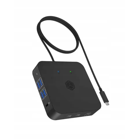 Dockingstation IcyBox USB-C -> USB3.2/HDMI/3,5/LAN – Schwarz – Bild 1