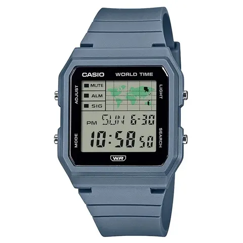 Casio Digital Display Grey Dial Blue Strap Watch – image 1