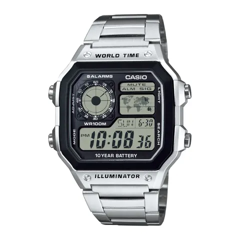 Casio AE-1200WHD-1AVEF Digital Multifunction World Timer Watch – Silver,Grey – image 1