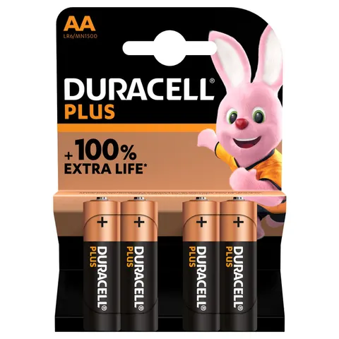 Duracell Alkaline Plus AA batterij 4 pack – afbeelding 1