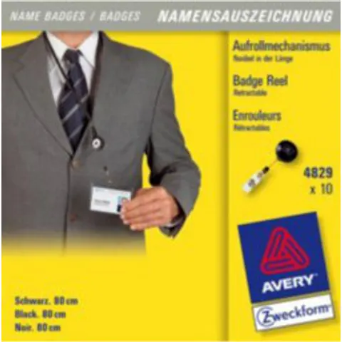 AVERY Ausweishalter mit Aufrollmechanismus, schwarz – Bild 1