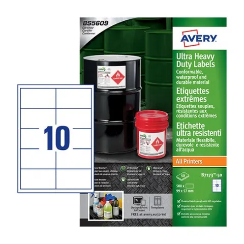 Etiket avery b7173-50 99x57mm polyester wit 500st – afbeelding 1