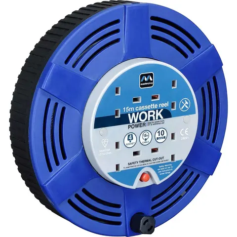 Masterplug 4 Socket Thermal Cut Out Cassette Cable Extension Reel 240v – 105593090 – image 1