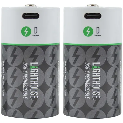 Lighthouse USB-C Rechargeable Li-ion D Cell Battery – image 1