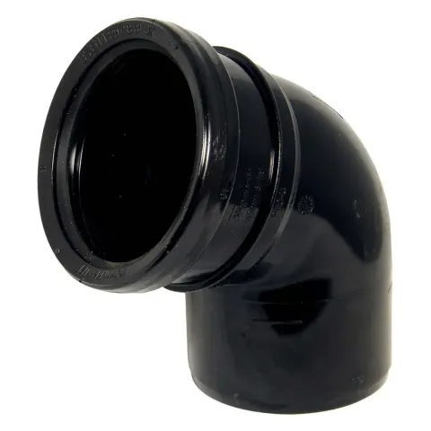FloPlast Ring Seal Soil Bend Single Socket - 112.5° x 110mm Black – image 1