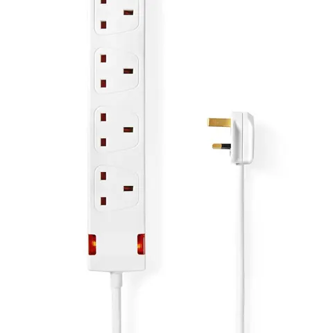 4 Gang 1.5m Mains Extension Lead Socket 13A - White – image 1
