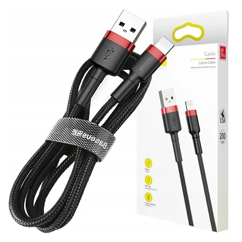 Daten- und Ladekabel USB-A - Lightning Baseus Cafule, 18W, 2m, Rot CALKLF-C19 – Bild 1