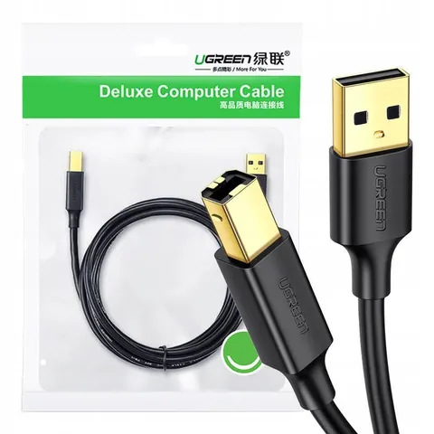Drucker Kabel UGREEN US135, USB-A - USB-B, 2m, Schwarz – Bild 1