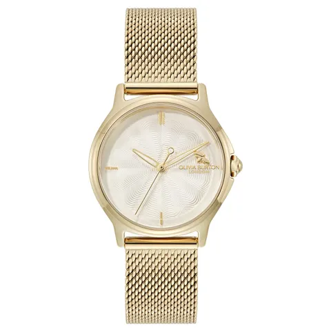 Olivia Burton White Dial Gold Mesh Strap Watch – image 1