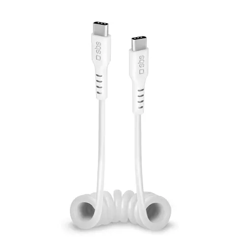 Spiralkabel, USB-C auf USB-C, 1 m, Weiß – Bild 1