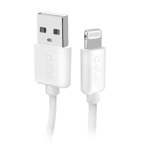 Textilkabel mit Kabelhalter, USB-A auf Lightning, 1,5 m, Weiß – Bild 1