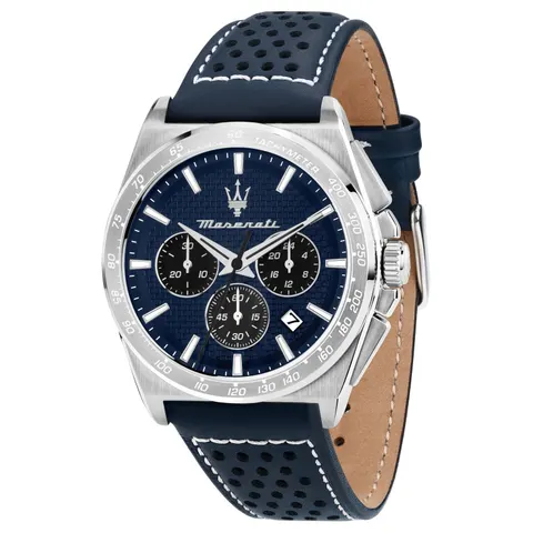 Maserati Men's Blue Leather Strap Watch – image 1