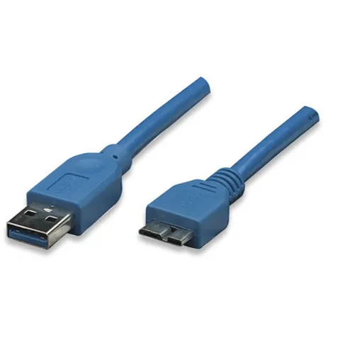USB3.0 Anschlusskabel Stecker Typ A -, Stecker Micro B, Blau 2 m – Bild 1