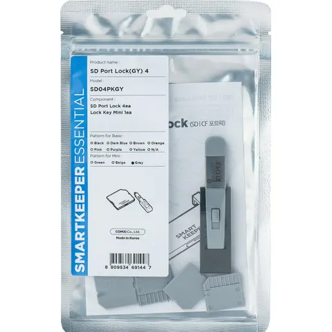 Smart Keeper Essential SD Port Lock (4x) + Lock Key Mini (1x) - Grijs – afbeelding 1