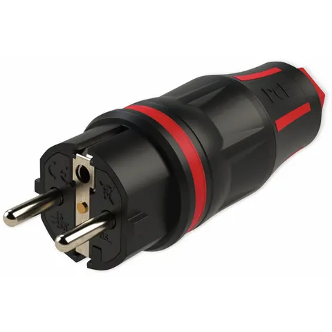 PCE Schutzkontaktstecker TopTaurus2, schwarz/rot – Bild 1