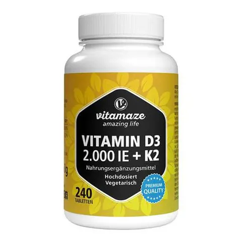 vitamaze VITAMIN D3 2.000 I.E. + K2 240 St Tabletten – Bild 1