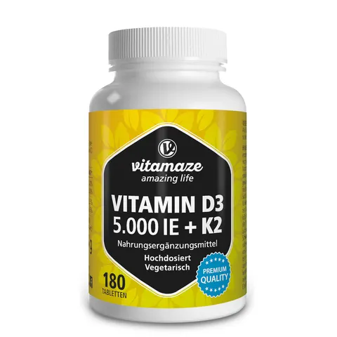 vitamaze VITAMIN D3 5000 I.E. K2 180 St Tabletten – Bild 1