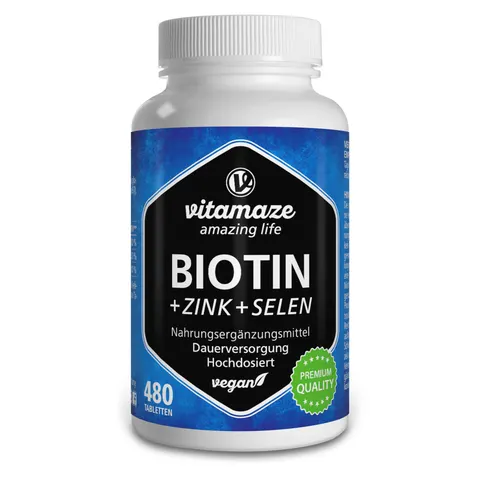 vitamaze BIOTIN + ZINK + SELEN 480 St Tabletten – Bild 1