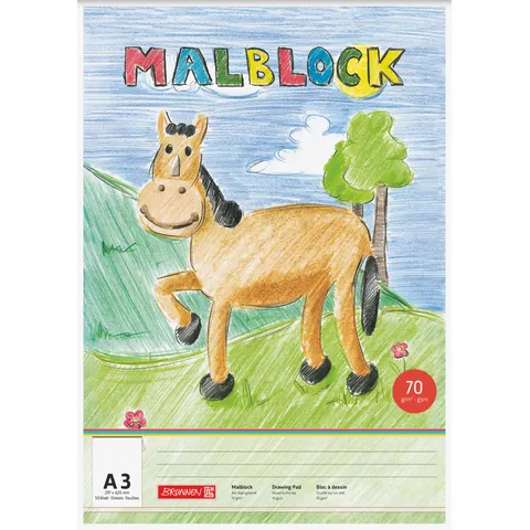 BRUNNEN Zeichenpapier BRUNNEN Malblock A3 70g 50 Blatt 1047304 – mehrfarbig – Bild 1