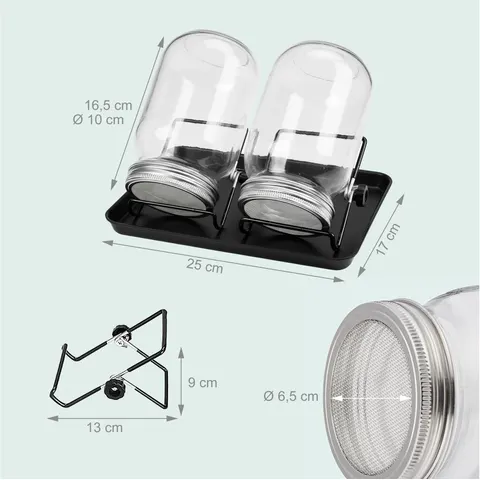 Kiempot - set van 2 - met houder - zwart – afbeelding 1