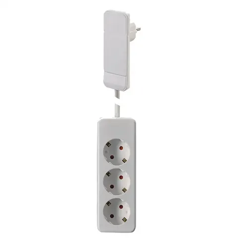 BACHMANN Platte Stekker CEE7/7 wit, 1,6m 3xCEE7/3 – afbeelding 1