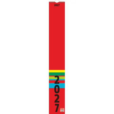 Streifenkalender 2027 | 13×91 cm, rot – Bild 1