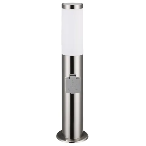 monzana® Wegeleuchte Dahlia mit Steckdose – Silber – Bild 1