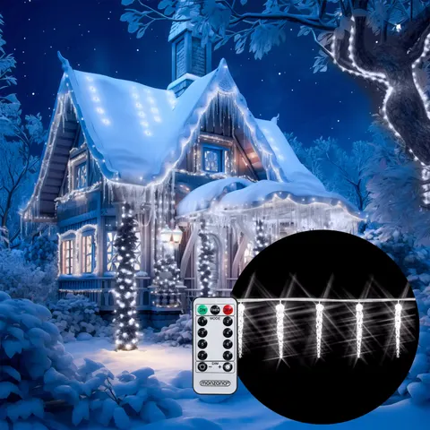 monzana® Lichterkette Eiszapfen Weiß 13m – Bild 1