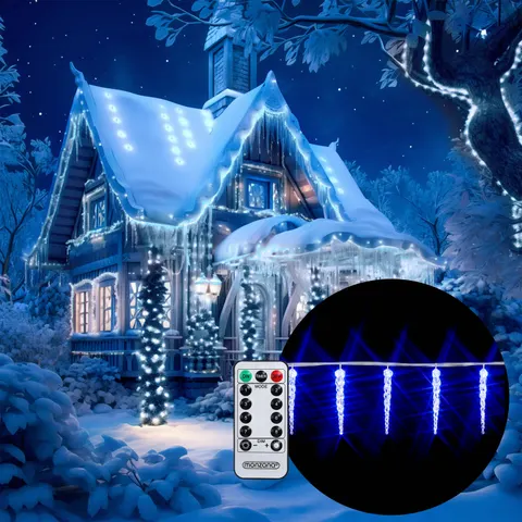 monzana® Lichterkette Eiszapfen Blau 13m – Bild 1