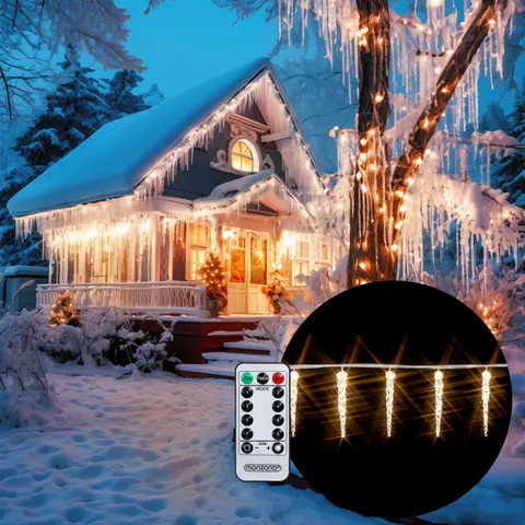 monzana® Lichterkette Eiszapfen Warmweiß 13m – Bild 1