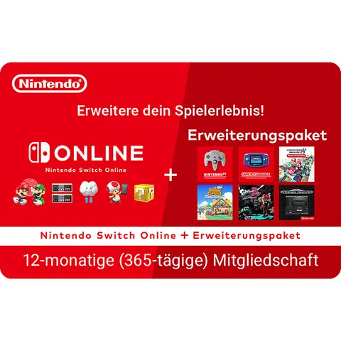 NINTENDO Switch Online + Erweiterungspaket (Einzelmitgliedschaft) - NINTENDO Switch; Geschenkkarte – Bild 1