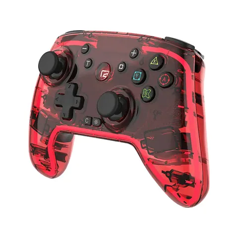 ready2gaming Pro Pad X Wireless Controller LED Transparent/Rot inkl. In Ear Kopfhörer für Nintendo Switch 2, Switch 1, PC – Bild 1