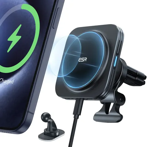 Magnetic Wireless Car Charger (HaloLock) - Black - Black – Bild 1