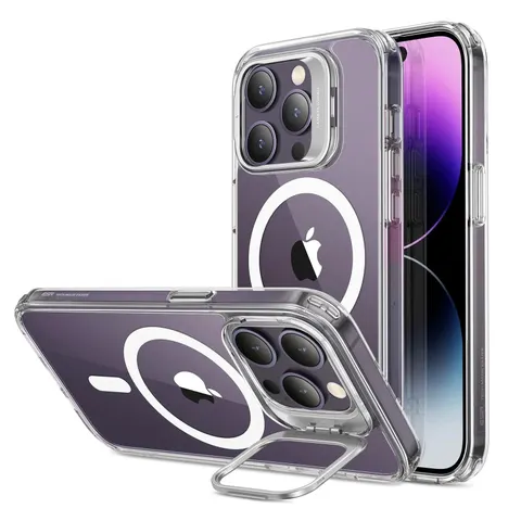 iPhone 14 Pro Max Classic Hybrid Case with Stash Stand (HaloLock) - Clear - Clear – image 1