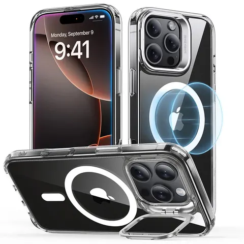 iPhone 16 Pro Max Classic Hybrid Case with Stash Stand (HaloLock) - Clear - Clear – Bild 1