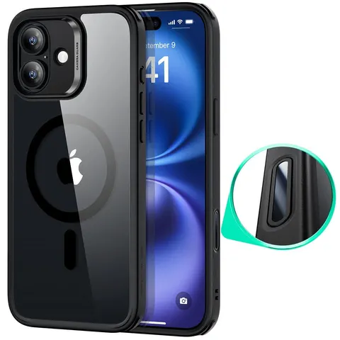 iPhone 16 HaloLock Classic Hybrid Case (Camera Control) - Clear Black - Clear Black – Bild 1