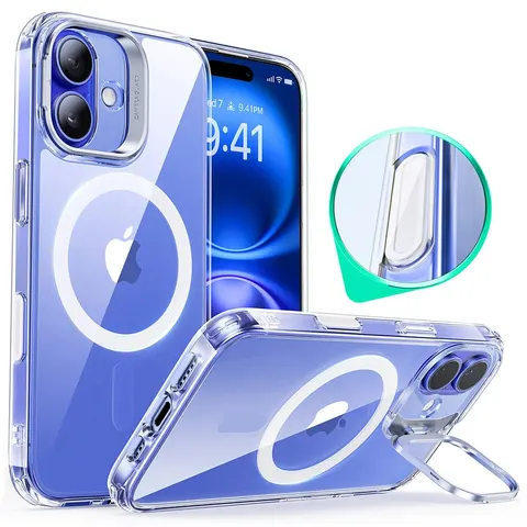 iPhone 16 Classic Hybrid Magnetic Case (Camera Control, Stash Stand) - Clear - Clear – Bild 1