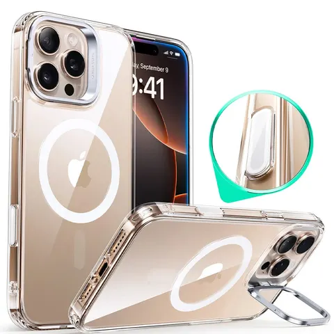 iPhone 16 Pro Max Classic Hybrid Magnetic Case (Camera Control, Stash Stand) - Clear - Clear – Bild 1