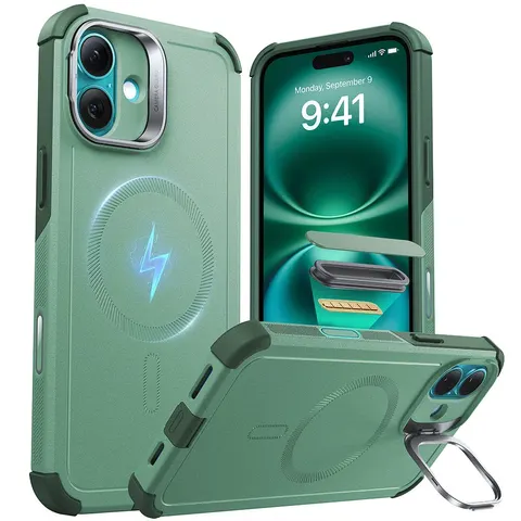 iPhone 16 Plus Cyber Tough Magnetic Case (Camera Control, Stash Stand) - Light Green - Light Green – Bild 1