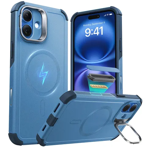 iPhone 16 Plus Cyber Tough Magnetic Case (Camera Control, Stash Stand) - Light Blue - Light Blue – Bild 1